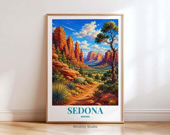 Sedona Arizona Travel Poster | Sedona Wall Art Print | Red Rock Desert Decor | Vintage Arizona Travel Poster | Sedona Arizona Artwork