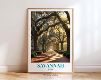 Savannah Georgia Travel Wall Art – Savannah Moss Tree Tunnel Travel Print, Southern Landscape Photography, Home Decor Artwork Gift