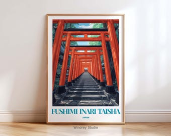 Fushimi Inari Taisha Japan Wall Art Print | Kyoto Torii Gate Wall Art Print | Japanese Travel Decor | Japan Artwork for Travel gift