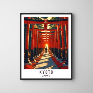 Kyoto Torii Gate Wall Art – Japanese Temple Poster, Fushimi Inari Shrine Print, Zen Home Decor, Japan Travel Photography, Digital Download
