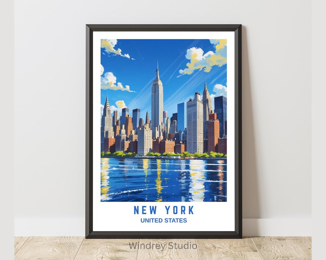 New York City Skyline Wall Art Print – Empire State Building Poster ...