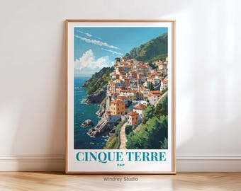 Cinque Terre Italy Wall Art Print– Colorful Cinque Terre Italy Village Travel Poster Print for Living Room Home Decor Travel Gift