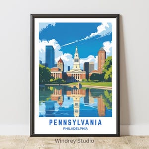 Philadelphia Pennsylvania Wall Art Print – Skyline City Travel Decor, Historic Architecture Artwork, Philly Gift for Travelers