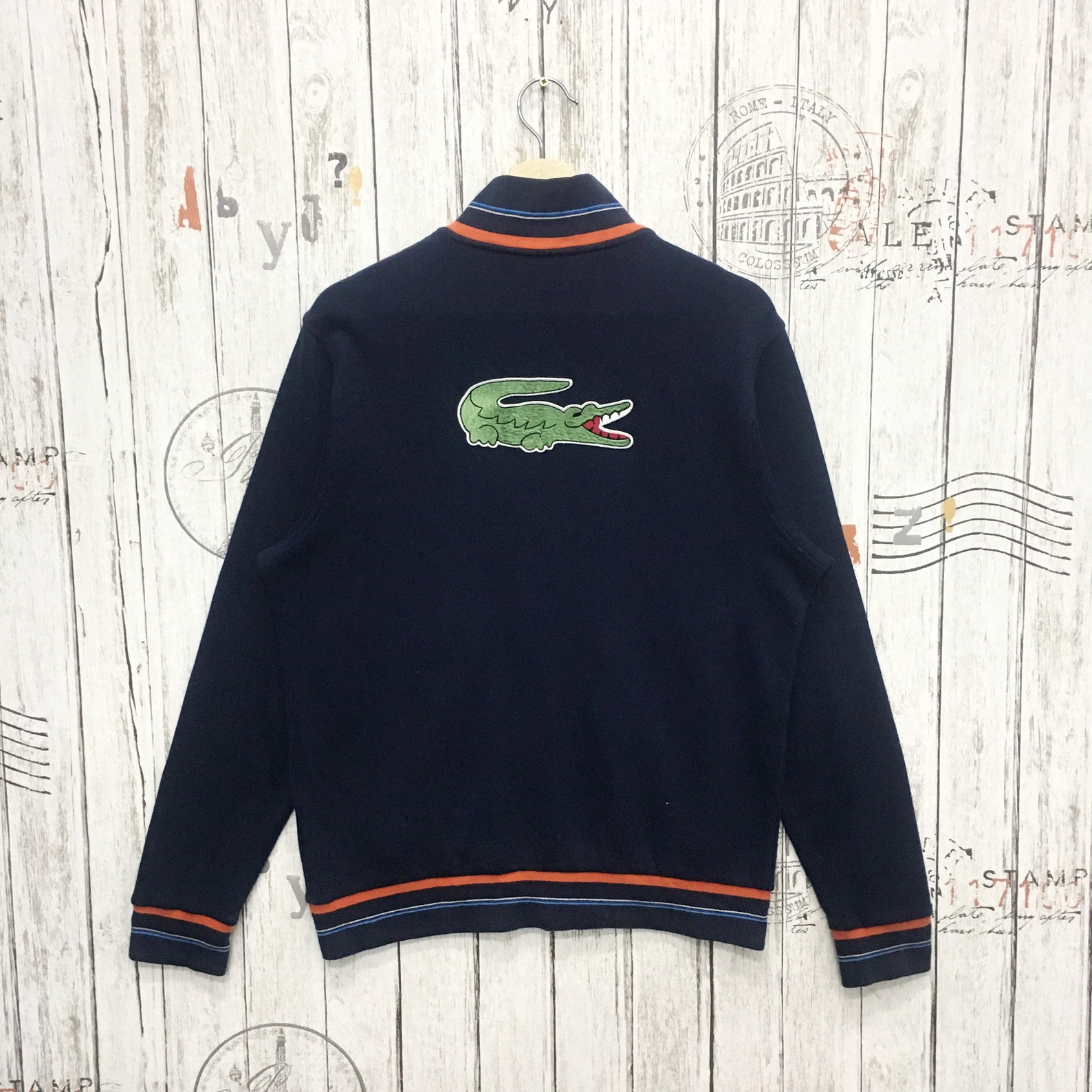 Rare Lacoste Big Logo Embroidery Sweater Zipper Size M | Etsy