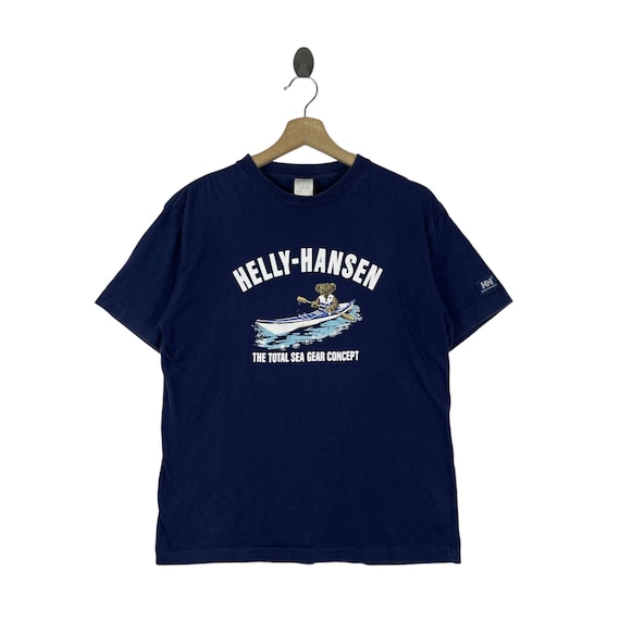 Helly Hansen, Vintage Helly Hansen Kayak Bear "The Total Sea Gear Concept" T-Shirt Navy Blue - Size M