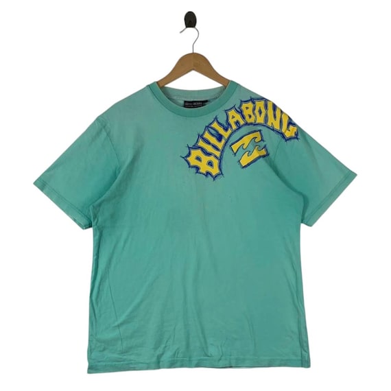 Billabong, Vintage Billabong Big Spell Out Graphic Surf T-Shirt Green Size L