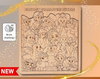 Fantasy-Charakter-Puzzle – 16 einzigartige Fantasy-Charaktere – Digitale Datei zum Laserschneiden oder Basteln, SVG, PDF, Lightburn – DIY-Aktivität