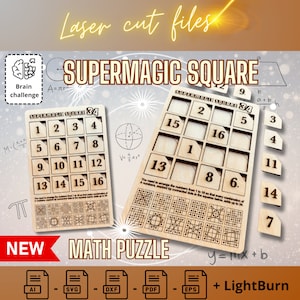 Magic Square 34 Puzzle - Laser Cut Wooden Mathematical Game Digital File