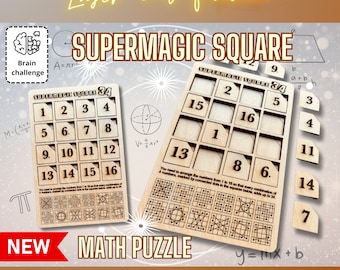 Magic Square 34 Puzzle SVG DXF | Wooden Mathematical Laser Cut Game | Glowforge xTool