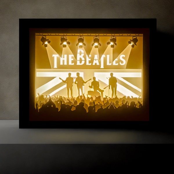 The Beatles Lightbox, The Beatles Shadowbox, décoration Beatles, Lightbox cricut, Beatles Frame, Beatles SVG, Boîte lumière Beatles, Beatles