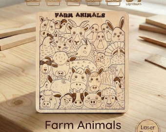 Bauernhoftiere-Puzzle – Lasergeschnittenes Holzpuzzle-Spiel (digitale Datei)