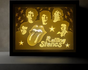 Rolling Stones Lightbox, Rolling Stones Shadowbox, Rock Lightbox, Rolling stones SVG, Lightbox, rock Shadowbox, Lightbox cricut. SVG, cricut