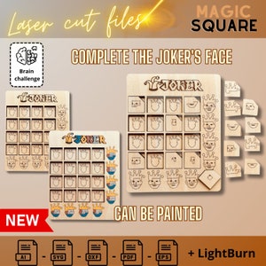 Joker Magic Square Puzzle- Laser Cut Wooden Mathematical Game Digital File