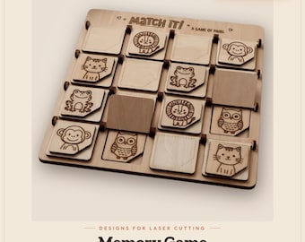 Animal Memory Game Laser Cut File | SVG DXF AI | Glowforge xTool Lightburn | Wooden Kids Game