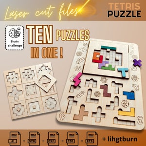 Tetris Puzzle Kształty Geometryczne, Dziesięć puzzli w jednym.