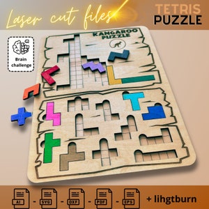 Kangur Tetris Puzzle szablon-cyfrowy plik do pobrania dla wycinarek laserowych, DIY drewniany wzór zabawki kangur