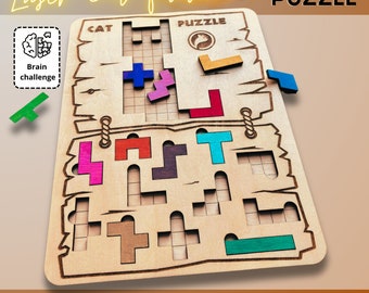 File di taglio laser Tetris Cat, puzzle tetris, Cat