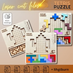 Tea-pot Tetris Puzzle Template - Digital Download for Laser Cutters, DIY Wooden Tea-pot Toy Pattern