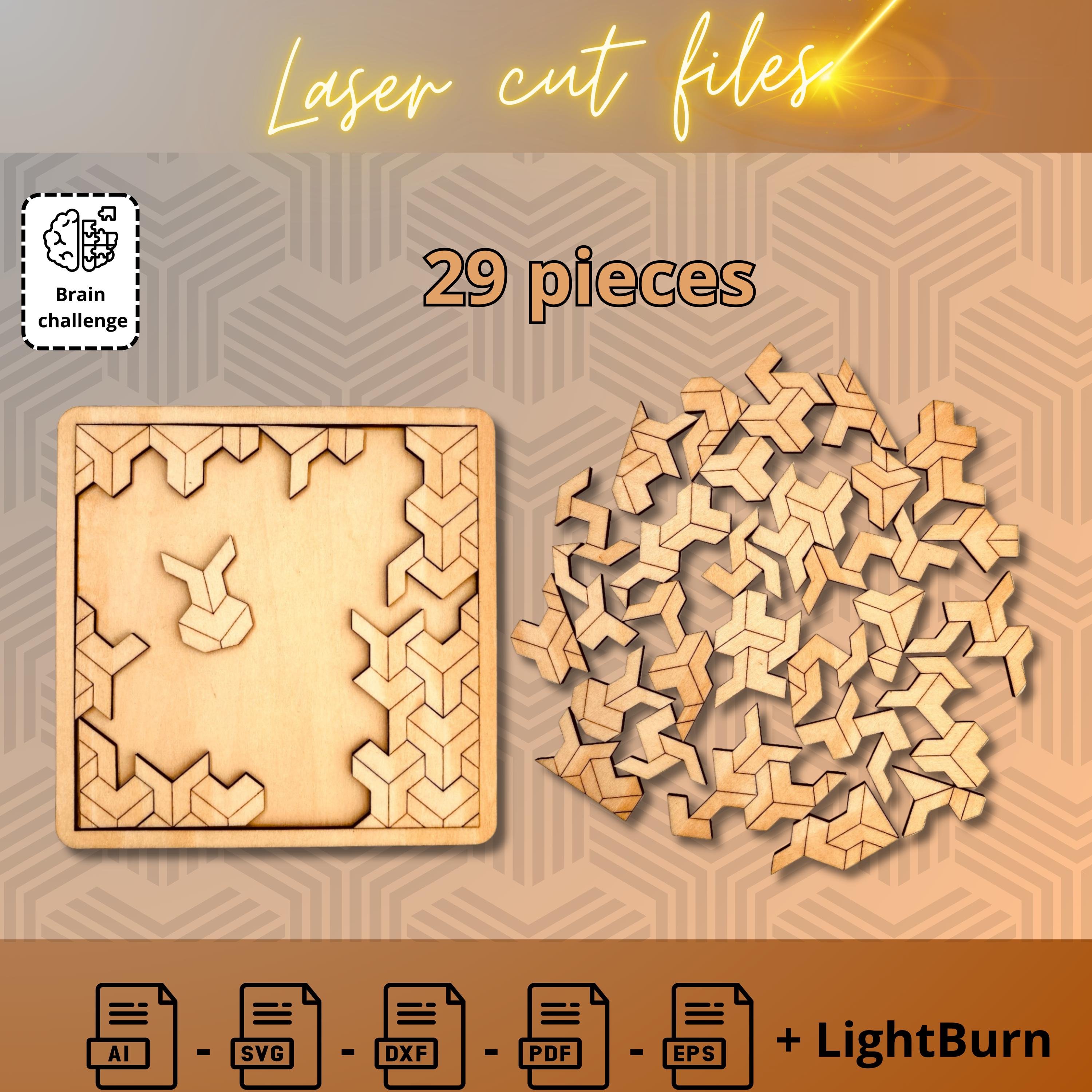 Puzzle Cut Pattern Pattern Puzzle Laser Cut File SVG DXF | 29 Piece Geometric Design ...