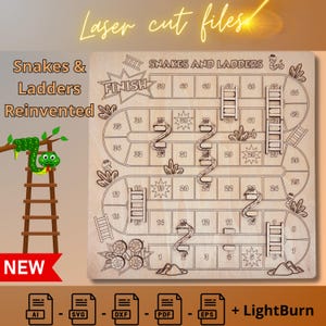 Snakes and Ladders Reinvented - Laser Cut Wooden puzzle Game Digital File