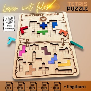 Butterfly Tetris Puzzle Template - Digital Download for Laser Cutters, DIY Wooden Butterfly Toy Pattern