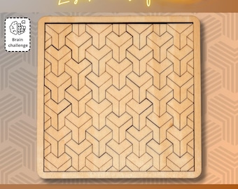 Pattern Puzzle Laser Cut File SVG DXF | 29 Piece Geometric Design | Glowforge xTool Download