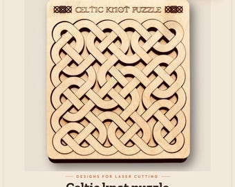 Celtic Knot Puzzle SVG DXF Laser Cut File | Wooden Brain Teaser | Glowforge xTool Lightburn