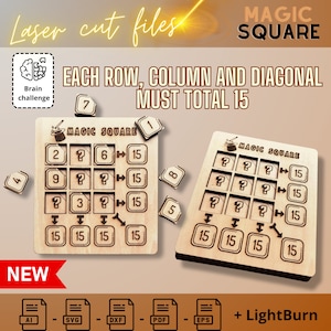 Magic Square 15 Puzzle - Laser Cut Wooden Mathematical Game Digital File