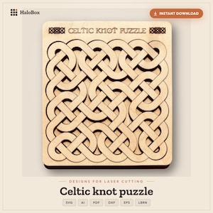 Celtic Knot Puzzle SVG DXF Laser Cut File | Wooden Brain Teaser | Glowforge xTool Lightburn