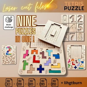 Tetris-Zahlenrätsel, neun Rätsel in einem.