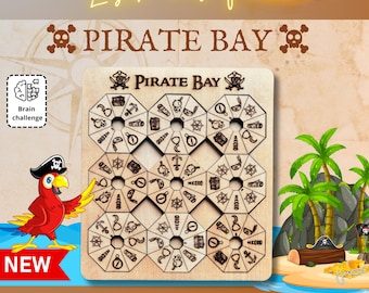 Pirate Bay Octagon Puzzle SVG DXF | Laser Cut Wooden Pirate Game | Brain Teaser Gift | Glowforge xTool