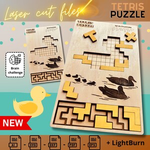 Duck Tetris Puzzle Template - Digital Download for Laser Cutters, DIY Wooden Bird Toy Pattern