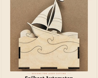 Sailboat Automaton Laser Cut File | SVG DXF AI | Glowforge xTool Lightburn | Kinetic Wooden Toy | Instant Download