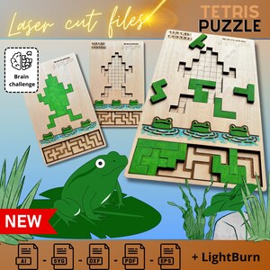 Frog Tetris Puzzle Template - Laser Cut DIY Toy Pattern | Digital Download for Woodworking