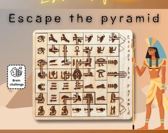 Escape the Pyramid Puzzle SVG DXF Laser Cut File | Egyptian Board Game | Glowforge xTool Lightburn