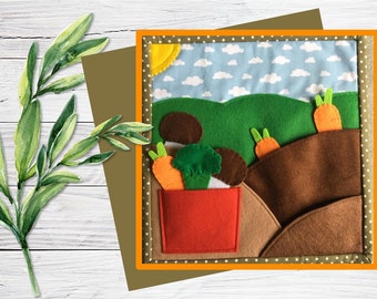 Vegetable Farm Sensory Book Page: Montessori Toddler Quiet Activity