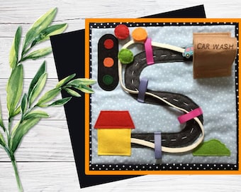 Childrens Sensory Busy Book Page - Toddler Quiet Activity Build A Book Montessori Style Learning