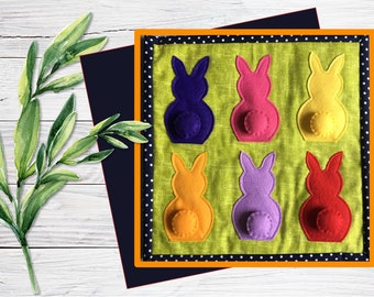 Childrens Sensory Busy Book Rabbit Animal Page - Toddler Quiet Activity Build A Book Montessori Style Learning