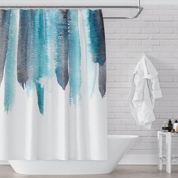 Aqua and grey shower cheap curtain