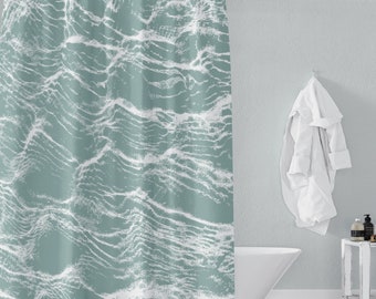 Aqua Green Water Shower Curtain – Coastal Ripples Photo Art Print