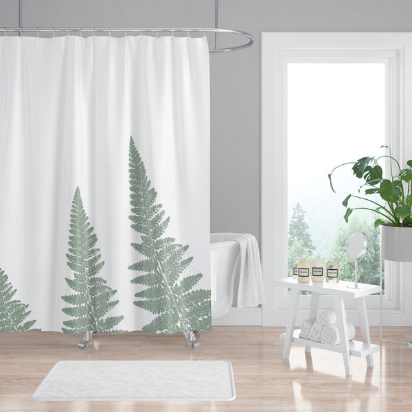 Green Fern Botanical Shower Curtain - Woodland Spa Decor