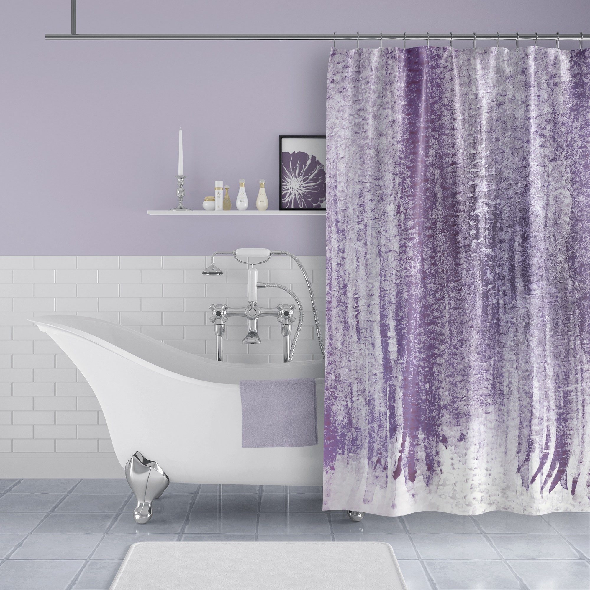 Purple Watercolor Stripes Shower Curtain Beautiful Lilac and