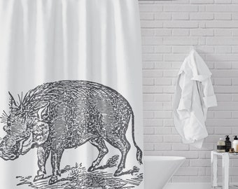 Black and White Warthog Shower Curtain
