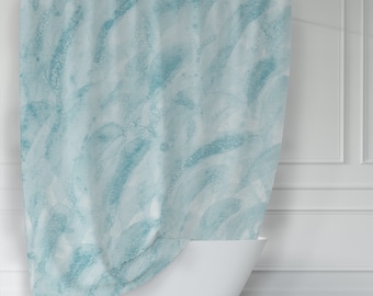 Aqua Watercolor Shower Curtain: Abstract Coastal Bathroom Decor