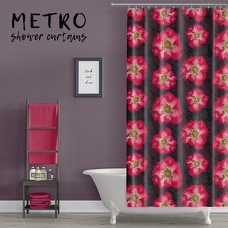 Tenda Da Doccia Gotica Con Rosa Rossa E Ragnatela – Motivo Floreale Vintage Viola, Tessuto 183x183 Cm Con 12 Ganci