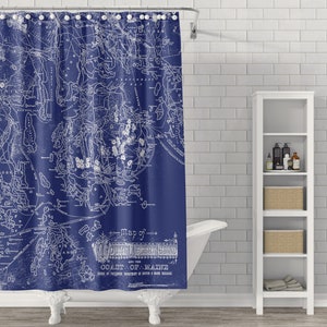 Parc national d'Acadia / Mount Desert Island et côte est du Maine - rideau de douche en tissu de style plan vintage