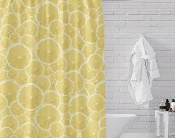 Lemon Slice Print Shower Curtain – Citrus Bathroom Decor