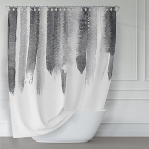 Shades of Gray Watercolor Rain Shower Curtain  / Contemporary Design / Premium Fabric