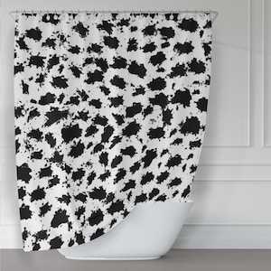 Black and White Snow Leopard Polka Dot Print Glam Decor Shower Curtain