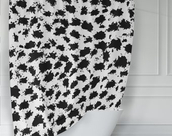 Black and White Snow Leopard Polka Dot Print Glam Decor Shower Curtain